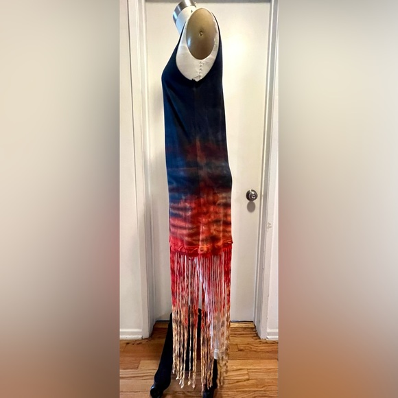 Raquel Allegra Sunset Tie Dye Fringe Jersey Dress. Size S. - Picture 3 of 6